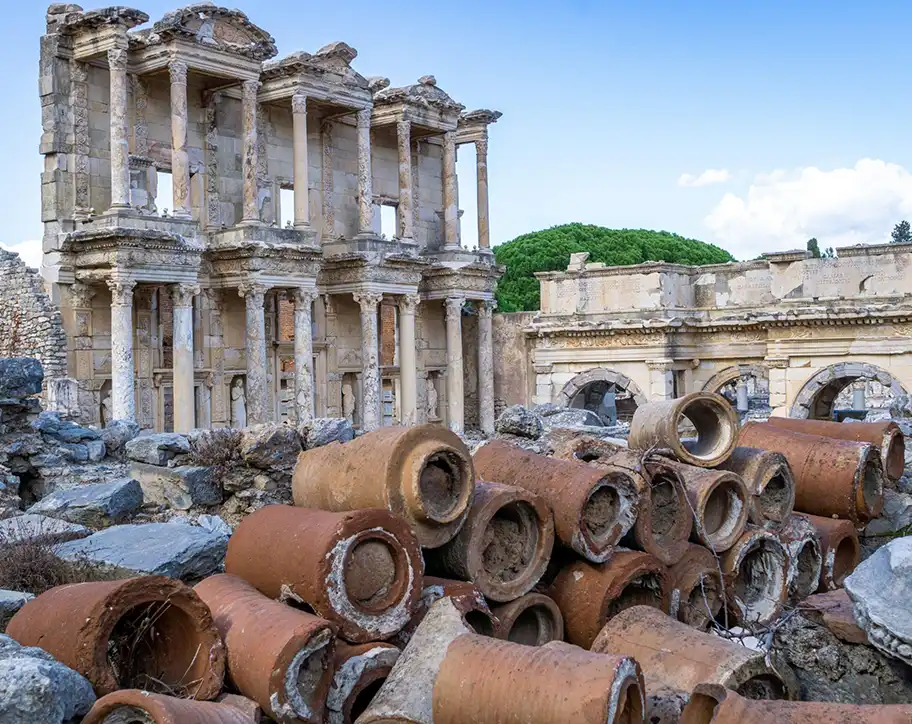 pile of VCP in ruins of ancient city