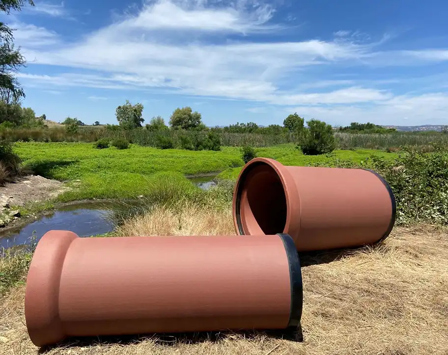 two sections of VCP in field