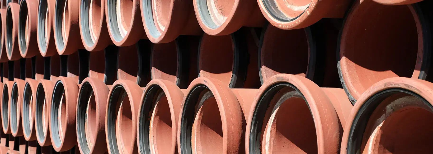 rows of clay pipe